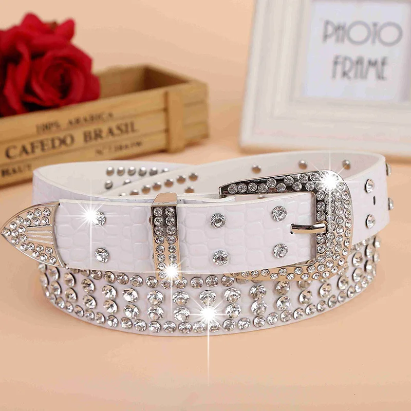 Женские леопардовые ремни в Корейском стиле Стразы с широкой пряжкой из сплава