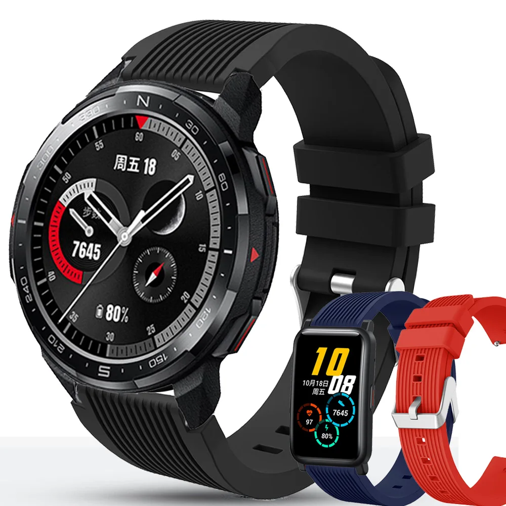

For Honor Watch GS Pro Band Silicone Bracelet Watchband For Honor Watch ES／Magic Watch 2 Strap 20mm 22mm Watch Strap Wristband