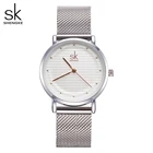 Shengke брендовые кварцевые наручные часы модные часы для женщин Повседневное платье Роскошные серебристые женские Стразы водонепроницаемые Reloj Mujer SK
