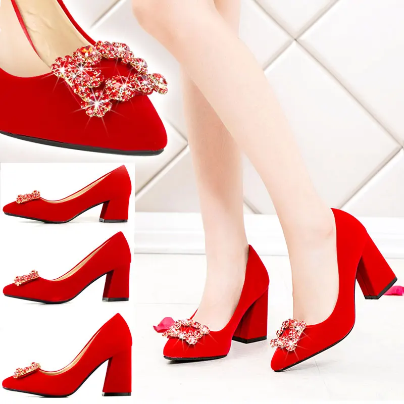 

Женские замшевые туфли-лодочки на высоком квадратном каблуке, Размеры 33-42