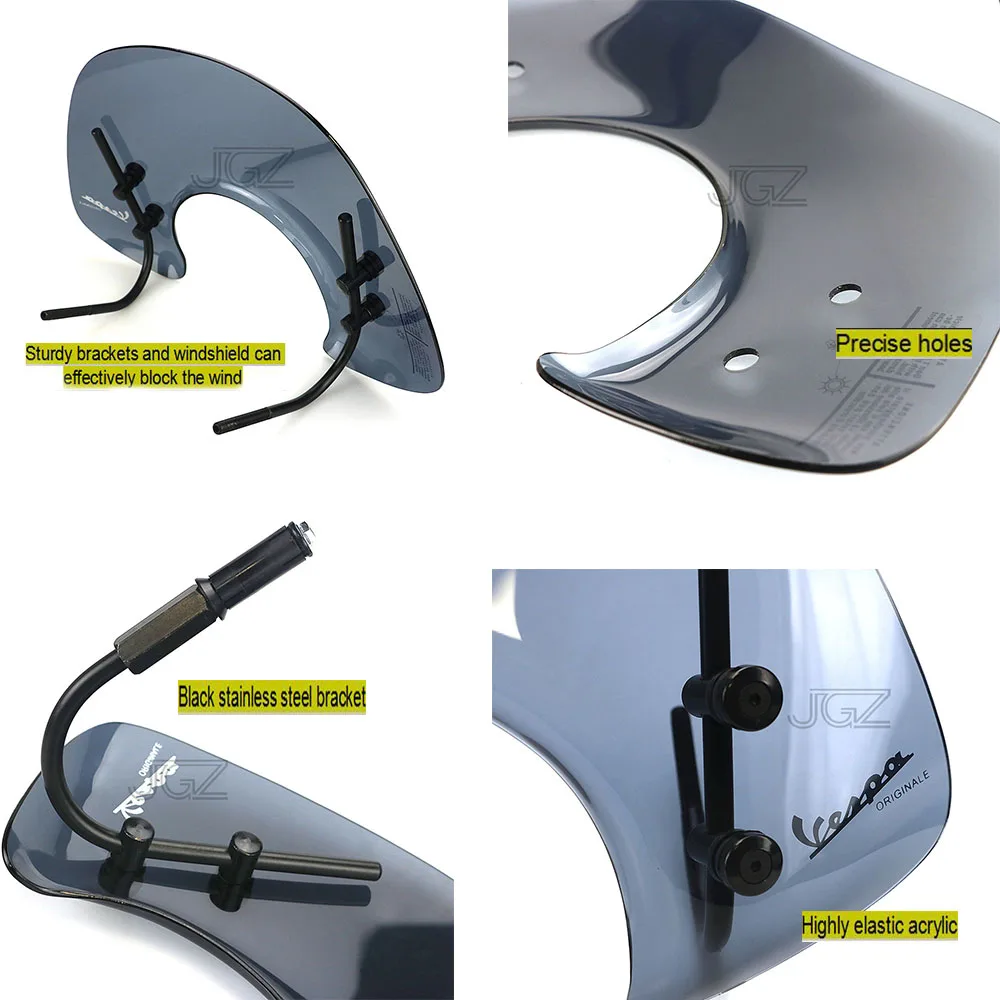 Для VESPA GTS 250 300 спереди акрил Экран лобовое стекло мотоцикла дыма Ветер Дефлектор ветер Экран крышка gts скутер аксессуары S
