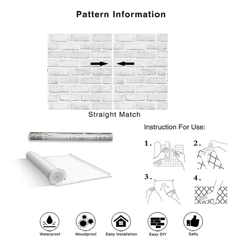 

Retro Brick Wallpaper Self-adhesive Waterproof Living Room Clothing Restaurant Facade Wall Sticker Papel De Parede 3D Wall Paper