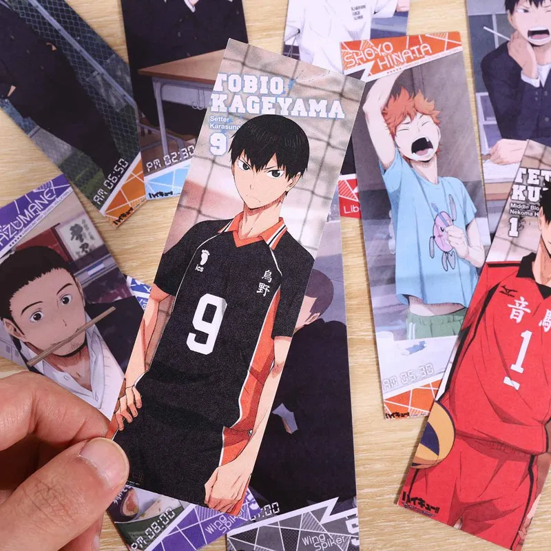 

10Pcs/Set Haikyuu!! Japanese Anime Volleyball Bookmarks Message Cards Book Notes Paper Page Holder for School Office Stationery