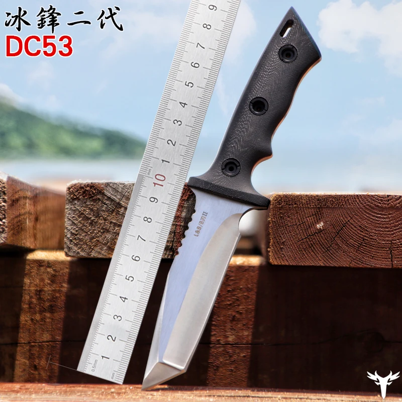 Тактический нож для выживания DC53 Стальной Охотничий Походный нож высокой твердости военный прямой нож Kydex оболочка - Цвет: Wire drawing