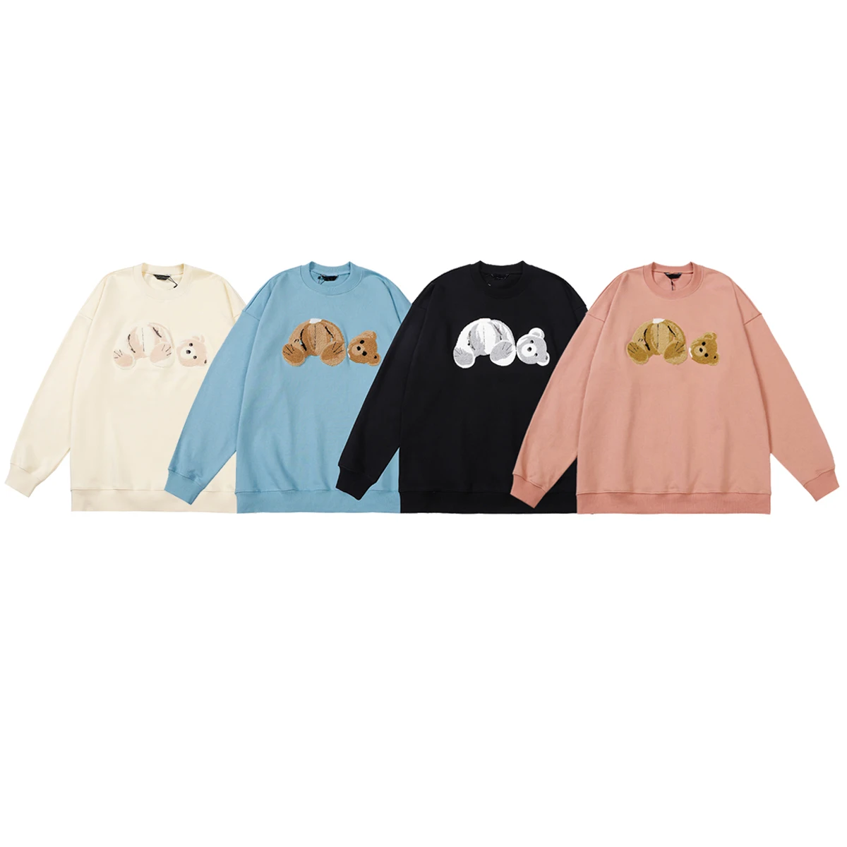 

Spring and autumn men's and women's round neck bear print hip-hop loose sweater pullover