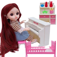 2020 16cm doll 13 movable joints fashion princess set pianobaby cribaccessories multicolor hair children toy girl gift