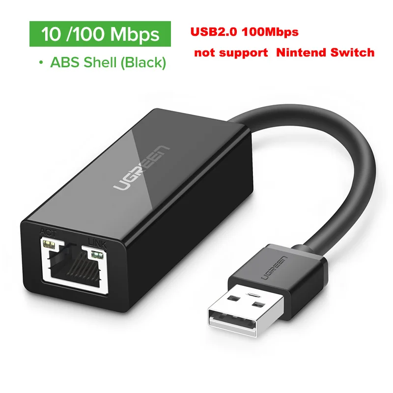 Ugreen USB Ethernet адаптер USB 3,0 2,0 Сетевая карта для RJ45 Lan для Windows 10 Xiaomi Mi коробка 3 kingd коммутатор Ethernet USB - Цвет: 100Mbps-ABS Black