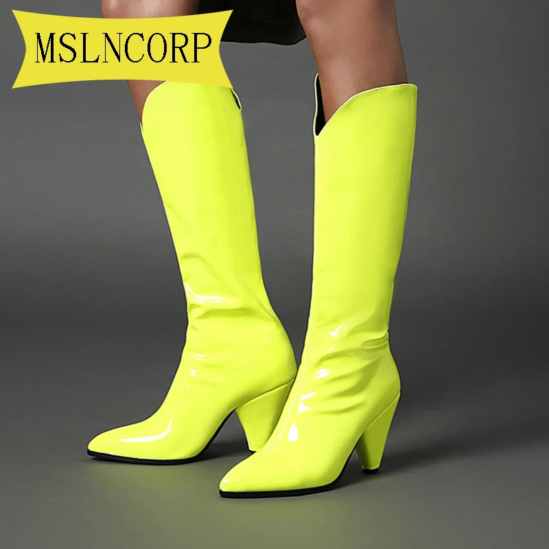 

Женские ковбойские сапоги на толстом каблуке, с острым носком