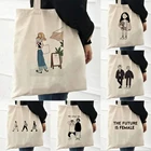 Холщовая Сумка-тоут для женщин, смешная многоразовая сумка для покупок, вместительная пляжная сумки для покупок 2021