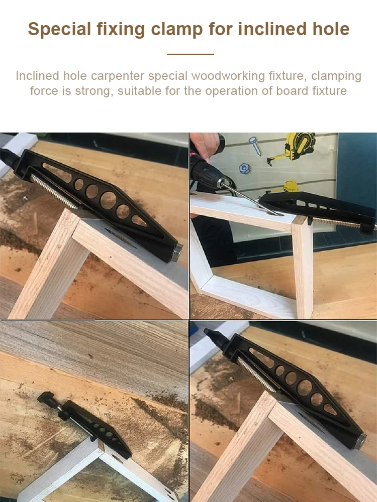 

Woodworking Pocket Hole Joint Fixed Clamp Slant Hole Pull Clip Drilling Draw Tool Adjustable Carpentry Gadget Tools Accessories