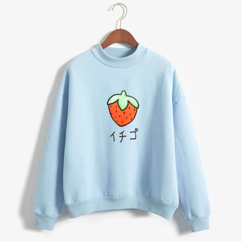 

strawberry milk kawaii Harajuku pattern Printed Pastel Colors Sweatshirt Kawaii printed hoodie pink hoodie ladies