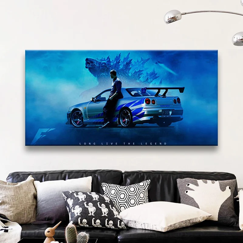 

Nissan Skyline GTR R34 Modern Car Canvas Painting Posters and Prints Wall Art Pictures for Living Room Home Decoration Unframed