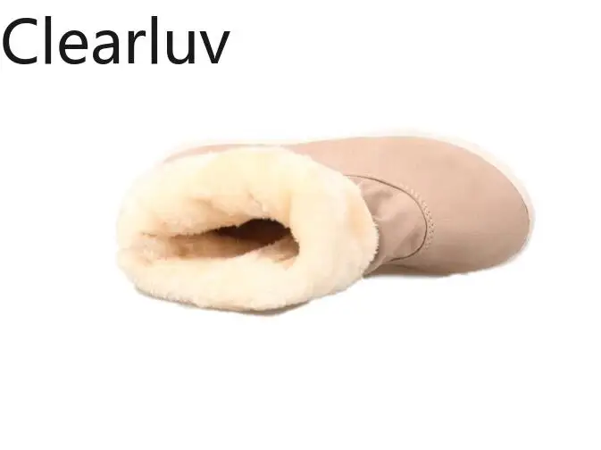 Женские замшевые ботинки на платформе теплые зимние из флока толстой подошве