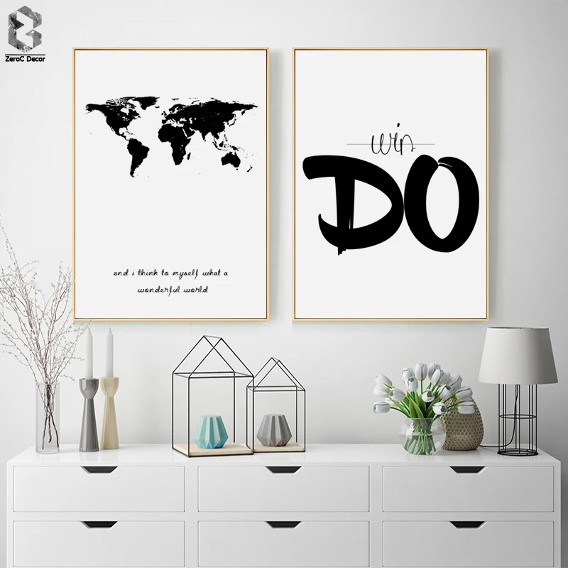 

Black White World Map Posters Nordic Wall Art Pictures Minimalist Home Decor Canvas Paintings for Living Room Decoration