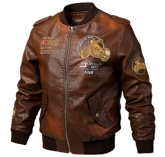 

Male Leather Jacket Slim Fit Coat Men Stand Collar jaqueta PU Coats Biker Jackets Casual Motorcycle Faux Fur M-5XL Jacket Fleece