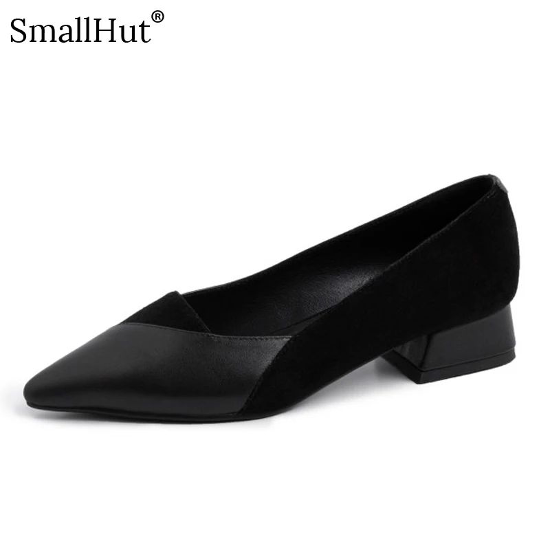 Женские туфли на низком каблуке из натуральной коровьей кожи Новинка сезон весна