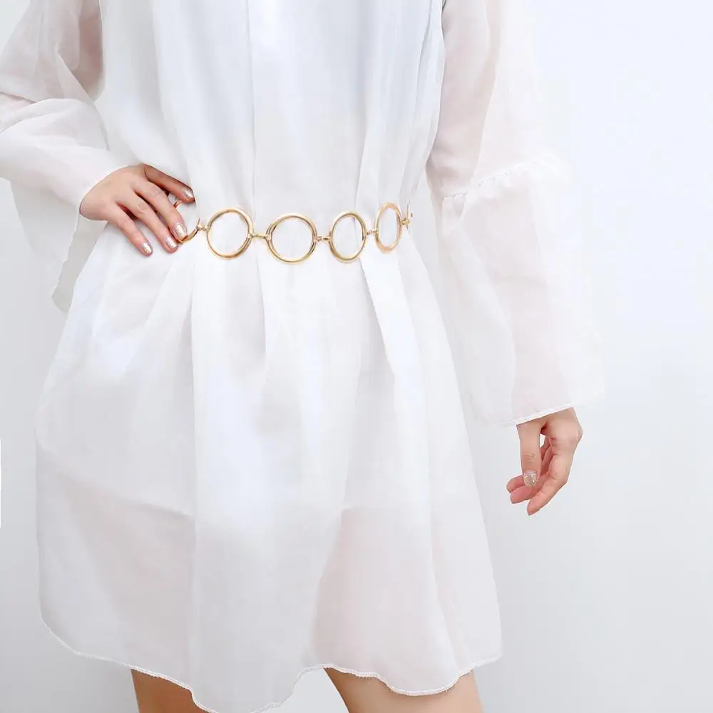 Colle панк металлическая поясная цепь роскошные золотые ремни для женщин слой тела