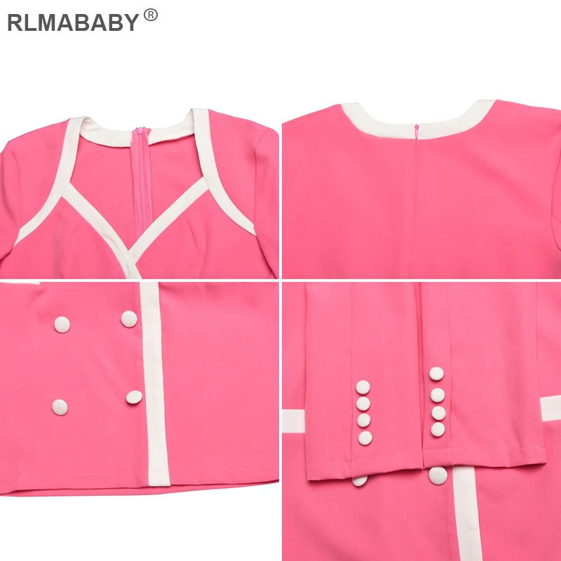

Fashion New Spliced Color Button Mini Dress Casual Slim V Neck Long Sleeve Women Pink Dress Elegant Street Sexy Ladies Dress