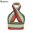 Топ женский трикотажный в радужную полоску, с лямкой на шее