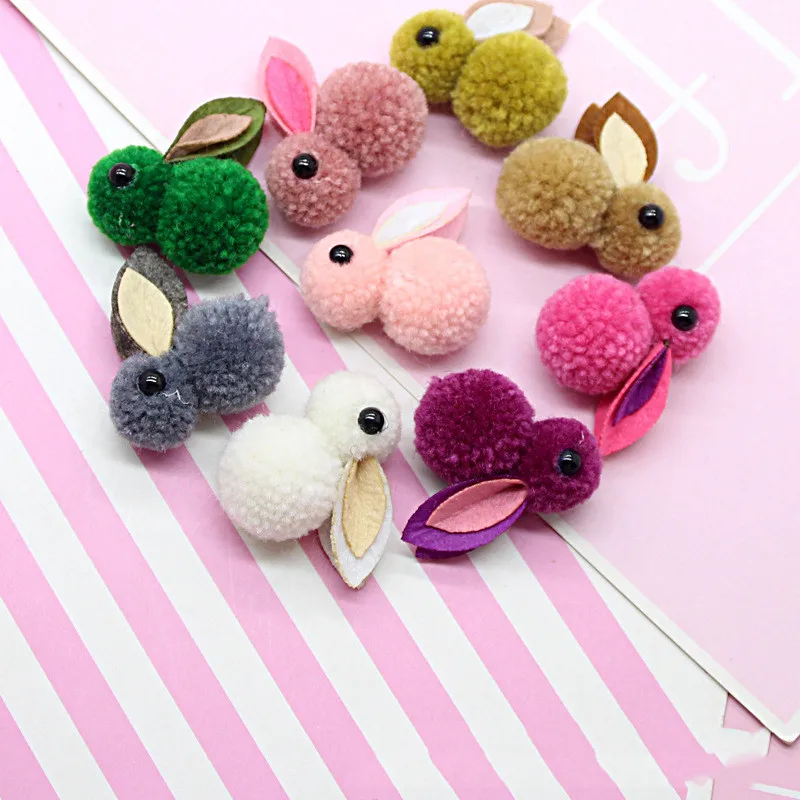 Mix color 9 шт./лот, 4,5x4,5 см, плюшевые аппликации с милым кроликом для одежды, Детские аксессуары для волос ручной работы и шитья одежды - Цвет: Mix color
