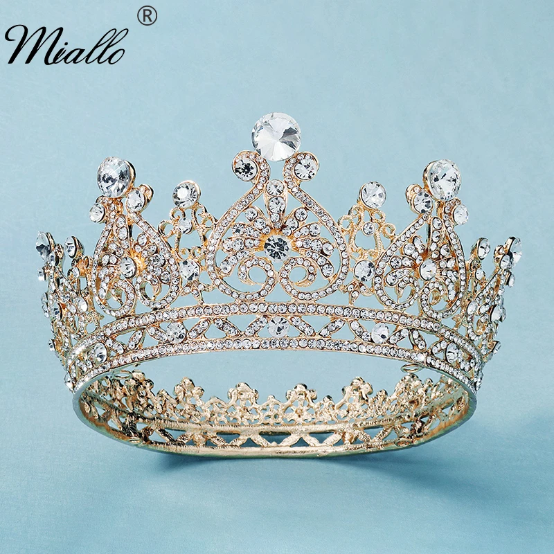 

Miallo Wedding Crown Rhinestone Gold Color Tiaras and Crowns Hair Jewelry Bridal Hair Accessories for Women Party Headpiece Gift