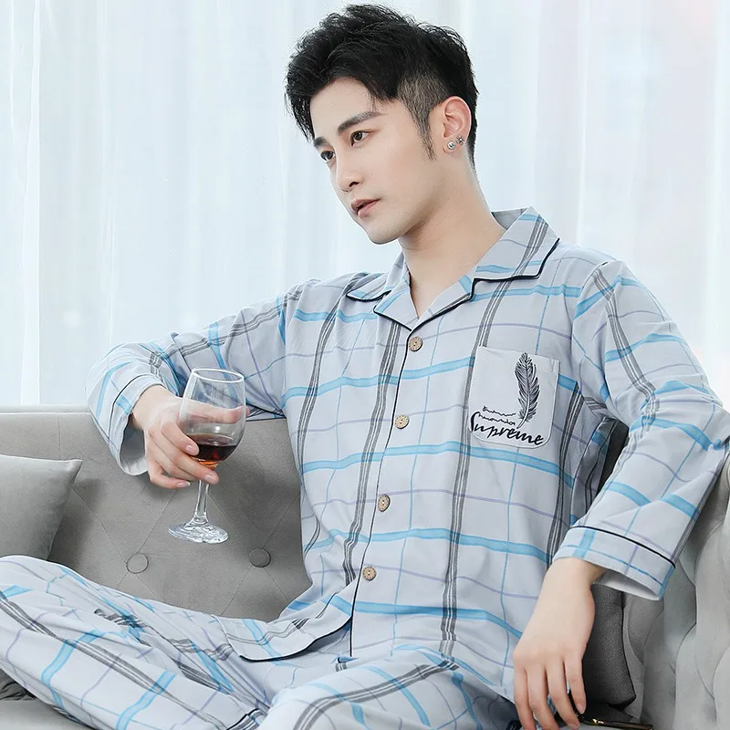 Осень-зима 2020 повседневные пижамные комплекты в клетку с длинным рукавом для