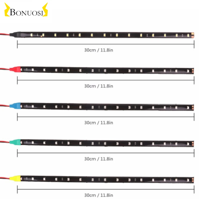 10 шт. 30 см 15SMD 12 В DRL автомобильные светодиодсветодиодный дневные ходовые огсветильник полоса освесветильник автомобиля декоративная Гибкая светильник ная лента белый синий зеленый красный