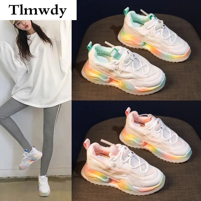 

2021 Spring Lace-up Thick-soled Comfortable Women's Shoes Women's Sneakers Women Outdoor Low-heel Casual Vulcanized Shoes Women