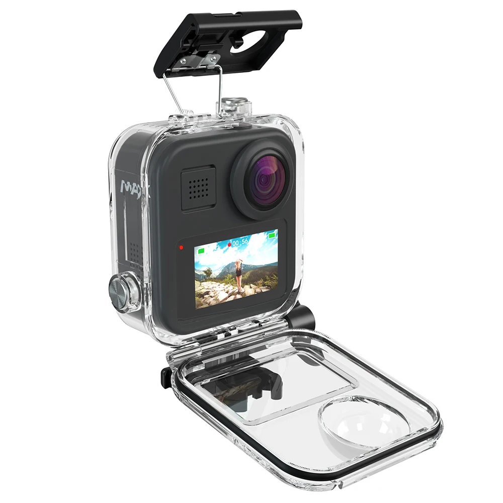 Купить Сенсорный Водонепроницаемый чехол для Gopro Max, водонепроницаемый чехол для панорамной экшн-камеры, защитная коробка для дайвинга, аксессуары...