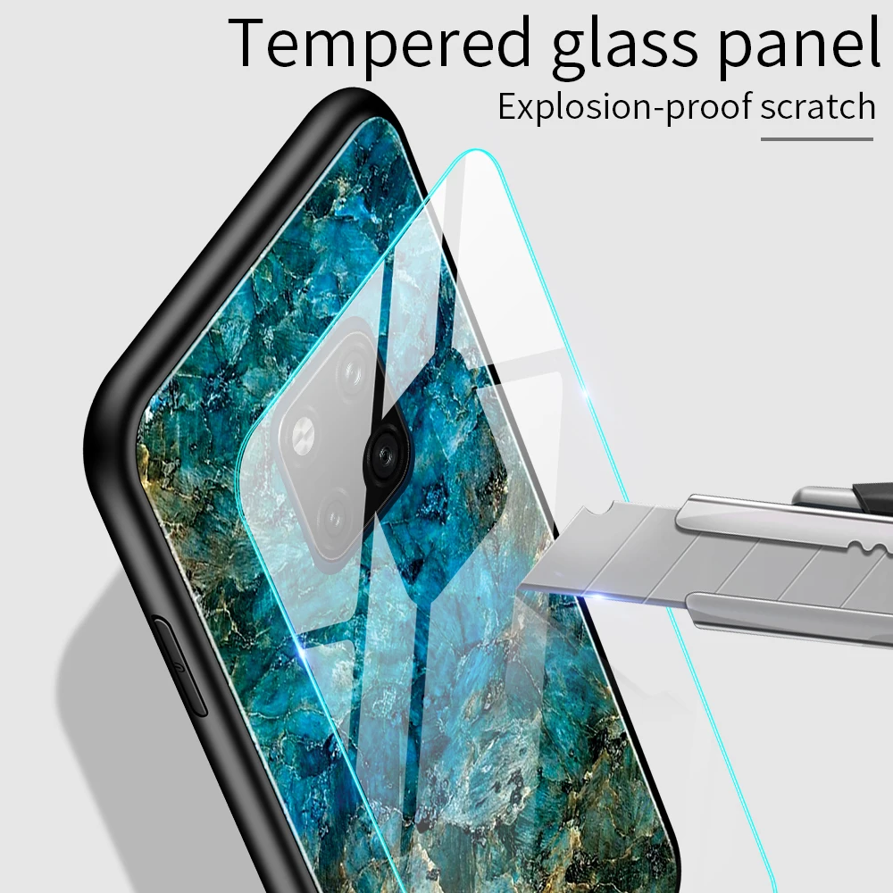 OTAO Gradient Tempered Glass Case For Huawei Mate 30 20 Pro P30 P20 Lite Marble Back Cover Honor 10 9X TPU Bumper Coque | Мобильные