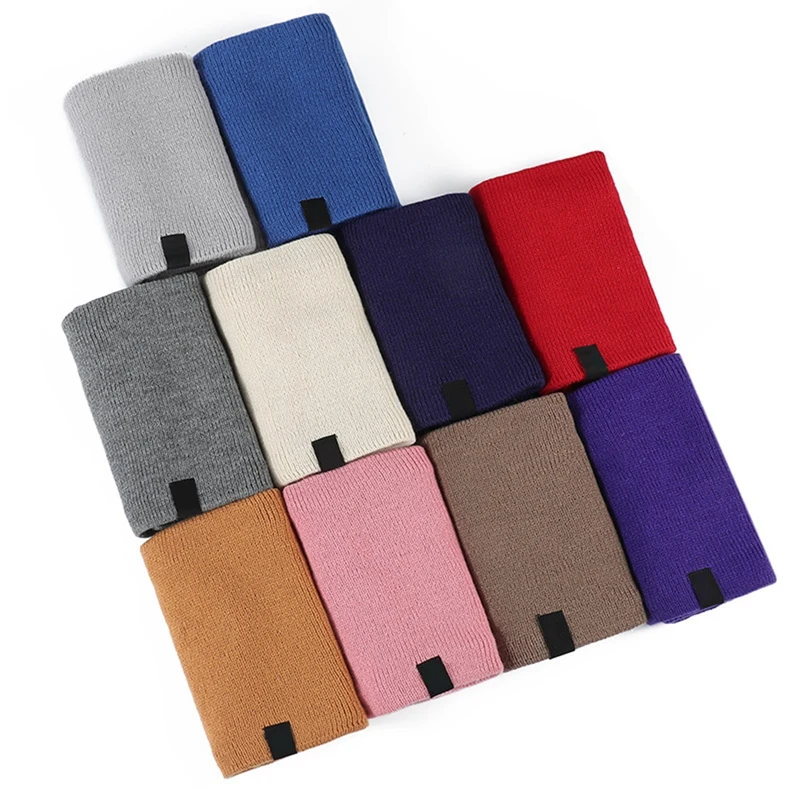 

Unisex Knitted Warm Scarf Winter Autumn Ring Women Bandana Solid Scarf Fleece Men Headband Neck Scarf Shawl