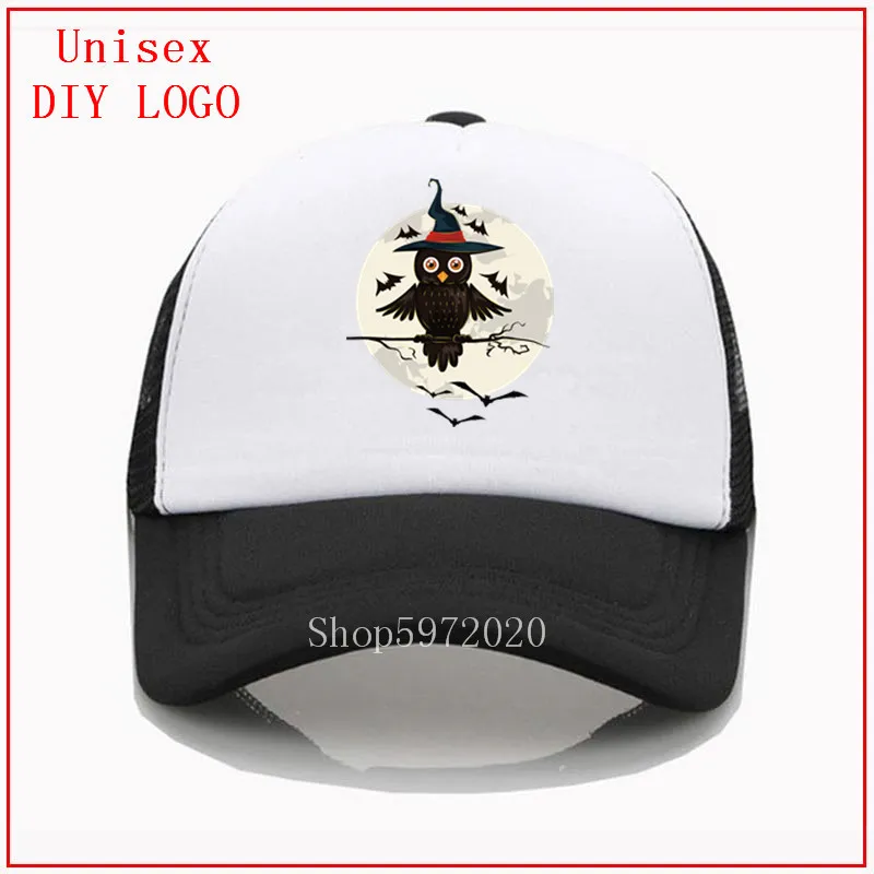 Бейсболка с рисунком Совы и летучих мышей на Хэллоуин женская шапка пластиковым