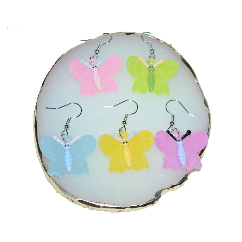

Cute Cartoon Butterfly Drop Earrings Acrylic Colored Resin Butterfly Charms Dangle Earrings Women And Girls Fashion Jewelry