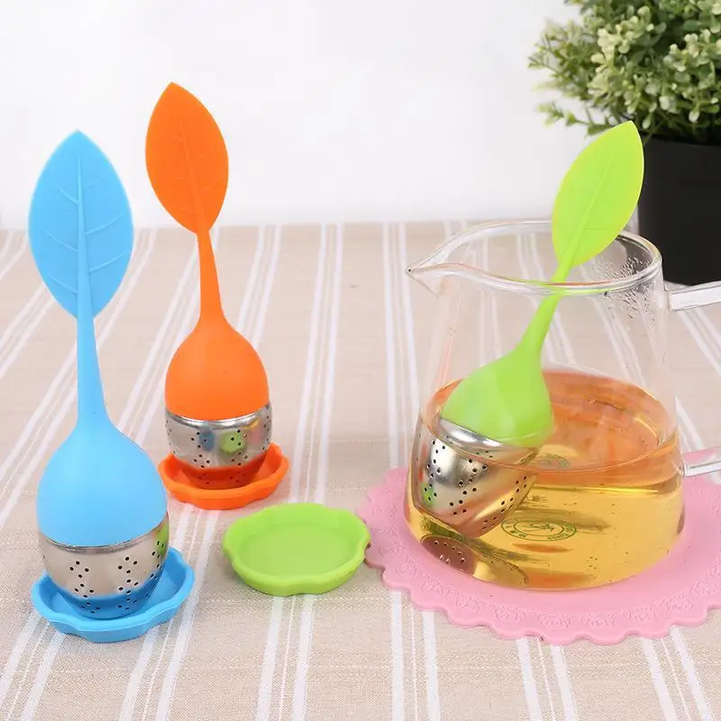 

Silicone Tea Infuser Leaf Make Tea Bag Filter Strainer with Drop Tray Stainless Steel Tea Strainers Tea Accessories