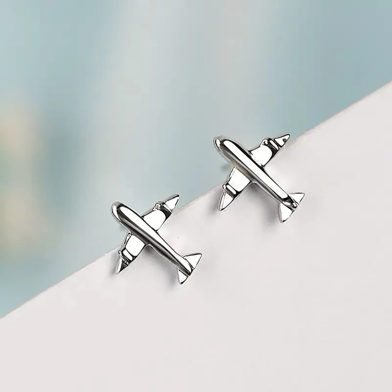 

New 925 Silver Woman Plane Earrings Fashion Jewelry High Quality Crystal Zircon Hot Selling Stud Earrings