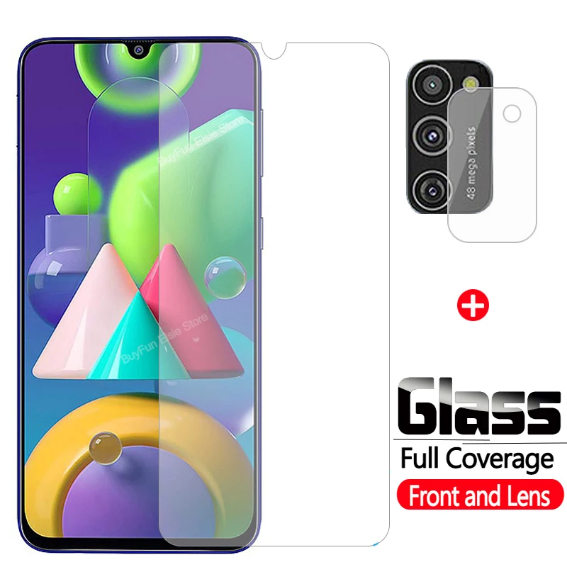 2 в 1 Защитная пленка для экрана Samsung Galaxy M21 Защитное стекло M31 M 21 31 из закаленного