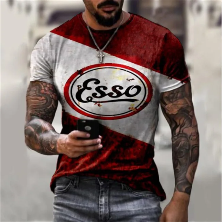 

Men's summer casual round neck short sleeve fashion high street personality printing loose high street men's T-shirt top