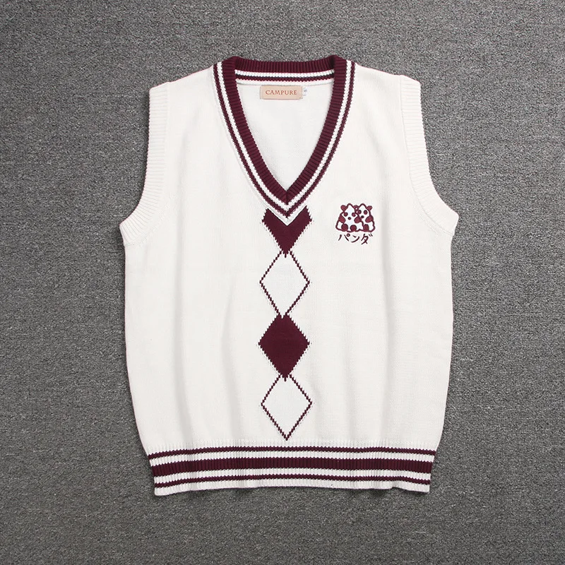 British Korean School Girl Sleeveless Sweater Vest Uniforms V-neck Japanese Boys And Girls Students Knitted | Тематическая одежда