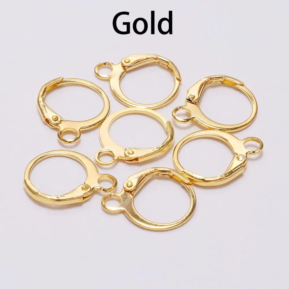 Gold 20 шт./лот 14*12 мм серебро золото бронза Французский рычаг Серьги Крючки провода настройки база обручи серьги для DIY ювелирных изделий Поставщик - Цвет: Gold