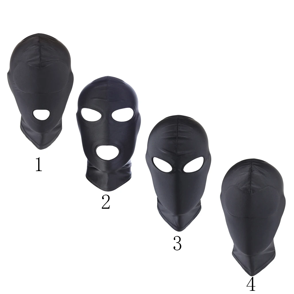 

Unisex Breathable Black Full Face Cover Spandex Zentai Costume Mask Hoods black cool man woman face mask