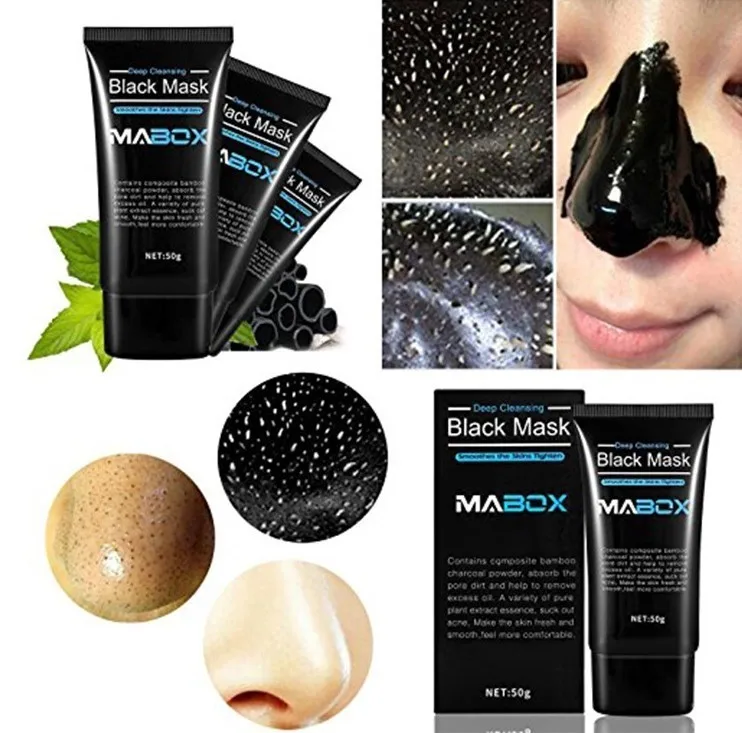 MABOX Bamboo Charcoal Black Mask Face Care Deep Cleansing Purifying Blackhead 3 Steps Head Remover Acne Nose Mask| |