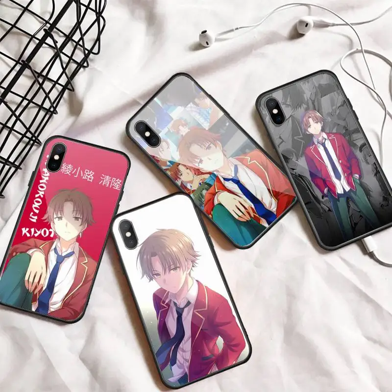 

Classroom of the elite Kiyotaka Ayanokouji Phone Case Tempered glass For iphone 5C 6 6S 7 8 plus X XS XR 11 PRO MAX