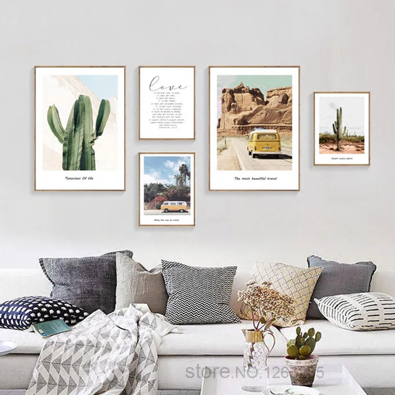 Кактус дорожные художественные принты скандинавский постер цитата Настенная