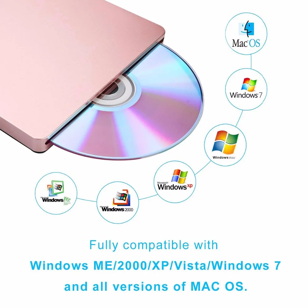 USB 2.0 Portable External VCD CD-RW Read And Writer CD DVD ROM Reader Player Drive For IMac MacBook Air Pro Laptop PC | Электроника