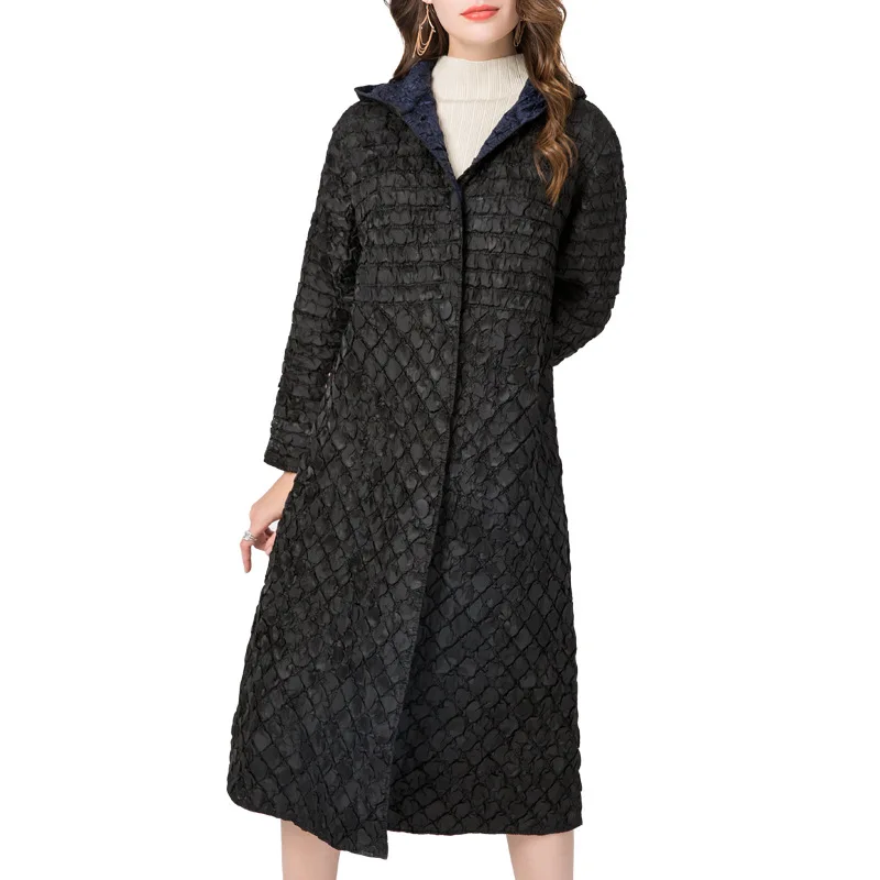 

Thin Hooded Cotton-padded Women's Light and Stylish Long Loose New Winter Cotton-padded Trench