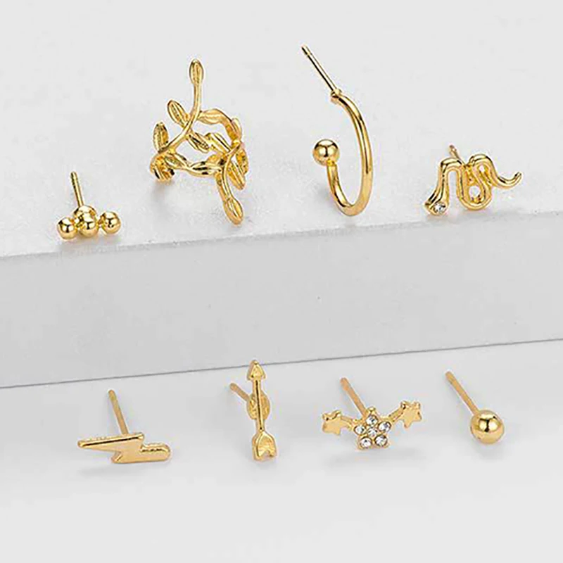 Женские серьги-гвоздики в форме змеи ZHINI золотистые серьги из сплава богемном