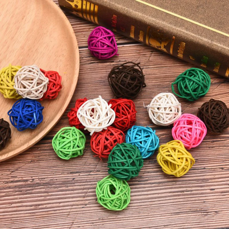 

20pcs DIY Round Rattan Ball Artificial Flower for Wedding Christmas Party Decoration Craft Kids Gift Wreath Home Ornament