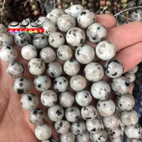 natural black spot jaspers beads blue stone round beads for jewelry making diy bracelet necklace accessories 15 4 6 8 10 12mm