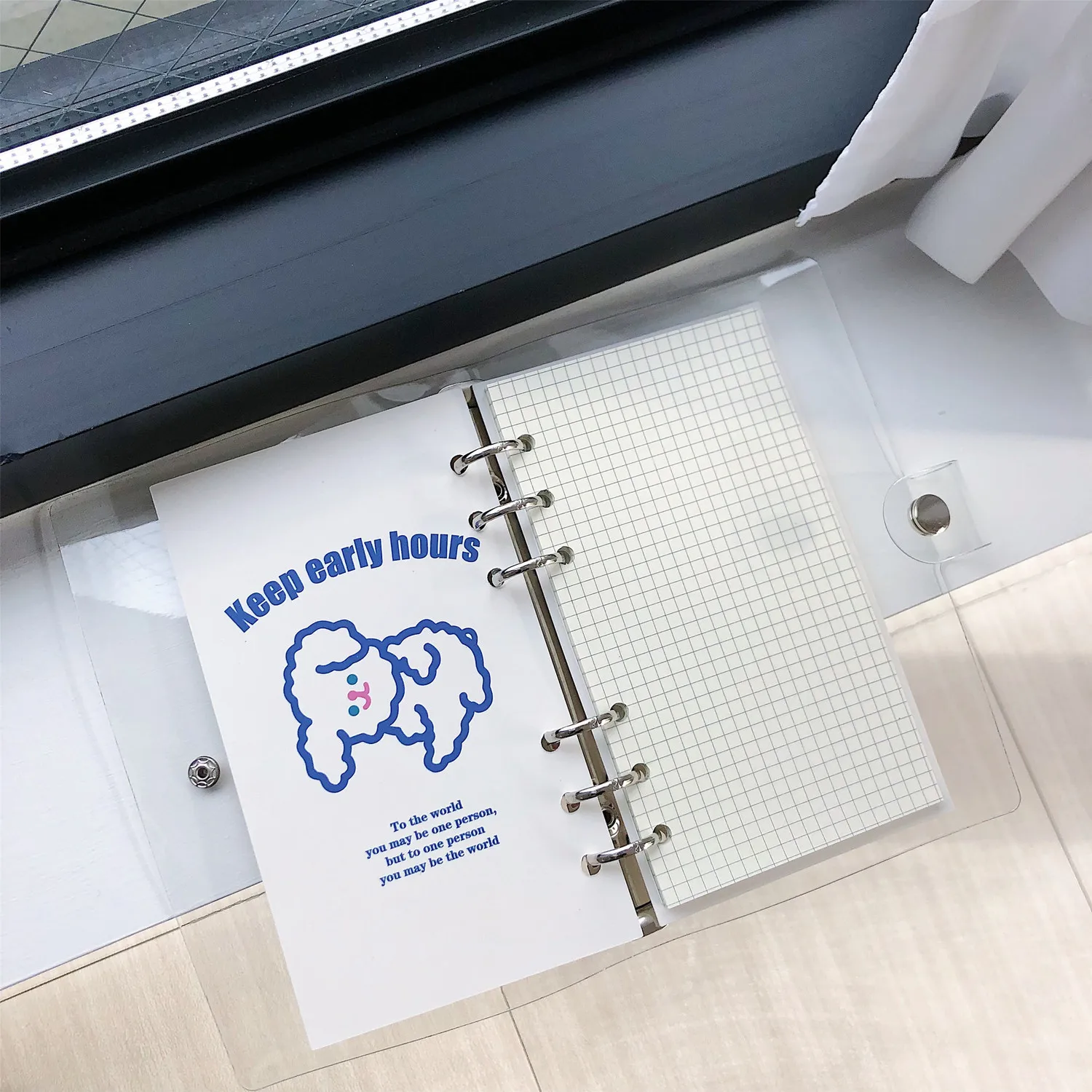 SIXONE Ins милый простой стильный мультяшный щенок A6 Блокнот в сетку PVC Kawaii