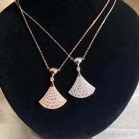 rose gold silver zircon fan shaped skirt bvl necklace original brand fashion luxury full diamond womens pendant jewelry